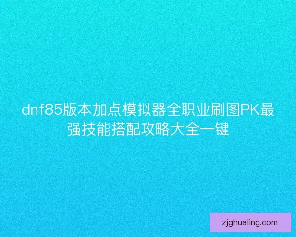 dnf85版本加点模拟器全职业刷图PK最强技能搭配攻略大全一键