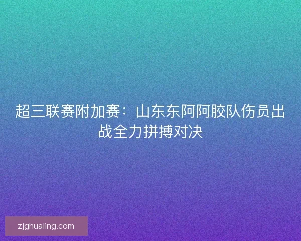 超三联赛附加赛：山东东阿阿胶队伤员出战全力拼搏对决