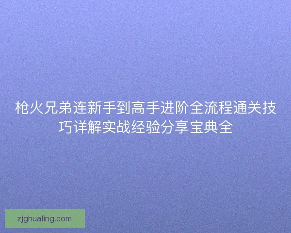 枪火兄弟连新手到高手进阶全流程通关技巧详解实战经验分享宝典全 枪火兄弟连新手到高手进阶全流程通关技巧详解实战经验分享宝典全